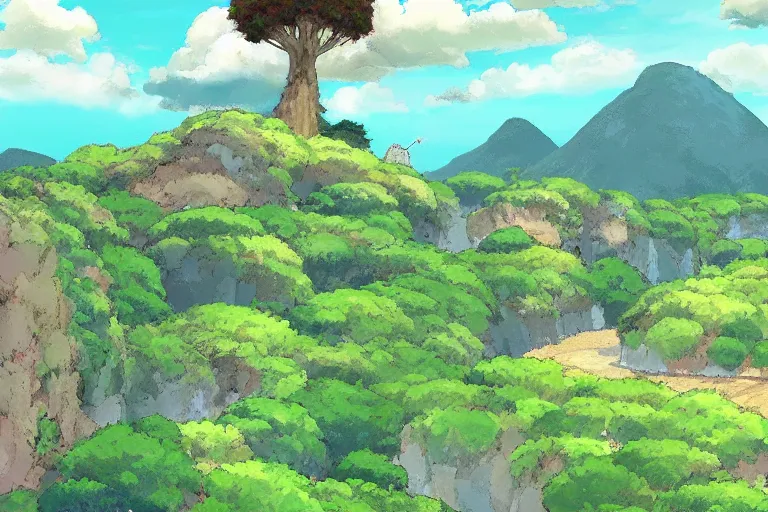 Prompt: a beautiful landscape, digital art, by studio Ghibli,