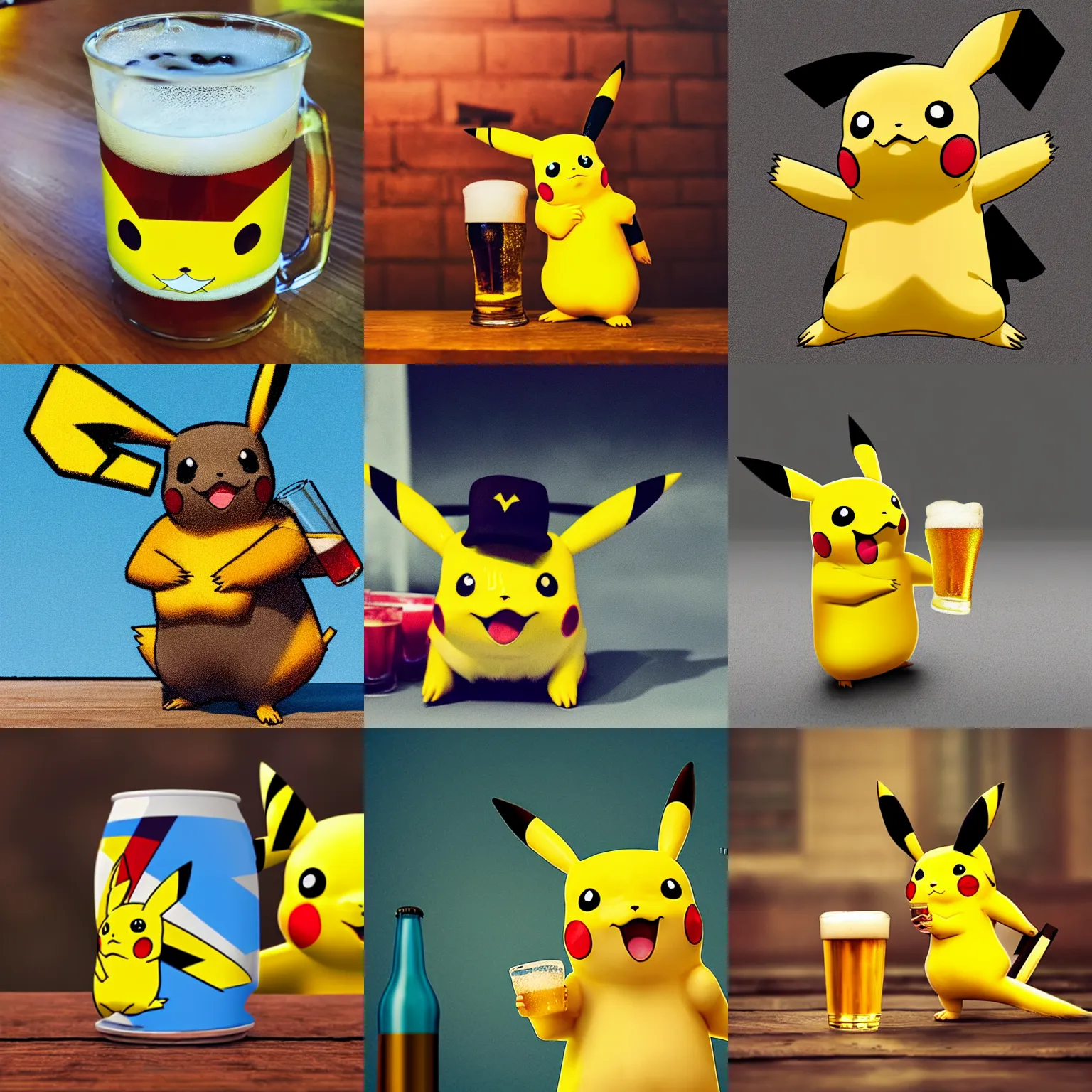 Prompt: Pikachu drinking beer, hyper realistic, award winning photography, 4k