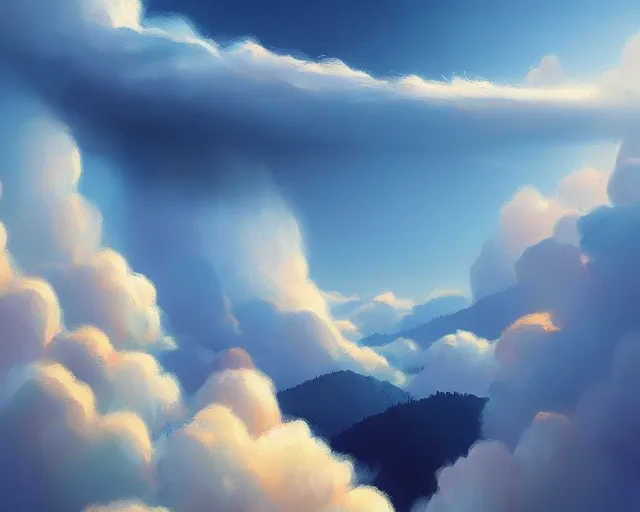 Prompt: celestial waterfall in the clouds, sylvain sarrailh