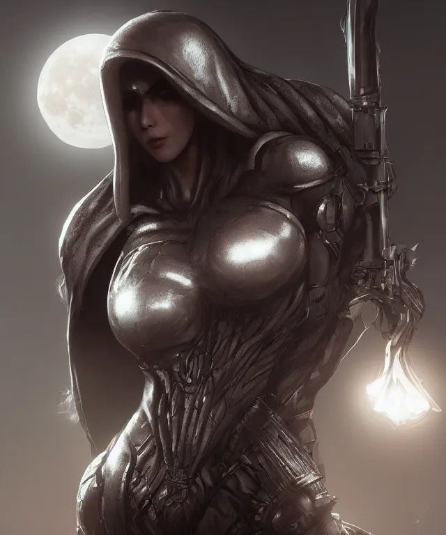 Prompt: female moon knight, hyper detailed, digital art, trending in artstation, cinematic lighting, studio quality, smooth render, unreal engine 5 rendered, octane rendered, alphonse much a