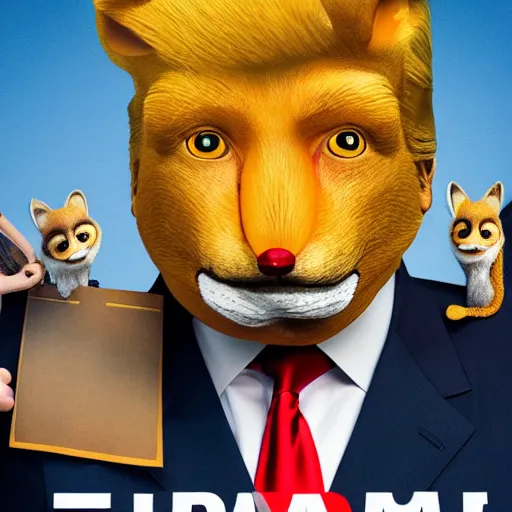 Image similar to Portrait of Donald Trump in the style of Fantastic Mr. Fox. 8k Resolution