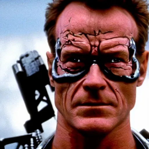 Image similar to film still of bryan cranston as the t - 8 0 0 in terminator ( 1 9 8 4 )