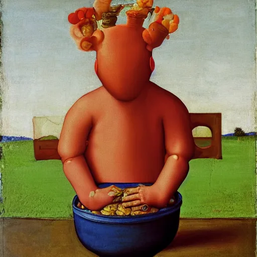 Image similar to a painting of the koolaid man, by Agnolo Bronzino