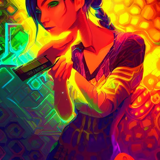 Image similar to skill magic geek inside matrix deepdream radiating a glowing aura stuff loot legends stylized digital illustration video game icon artstation lois van baarle, ilya kuvshinov, rossdraws,