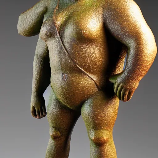 Prompt: bronze statuette of shrek, 4k, photograpgy, wide
