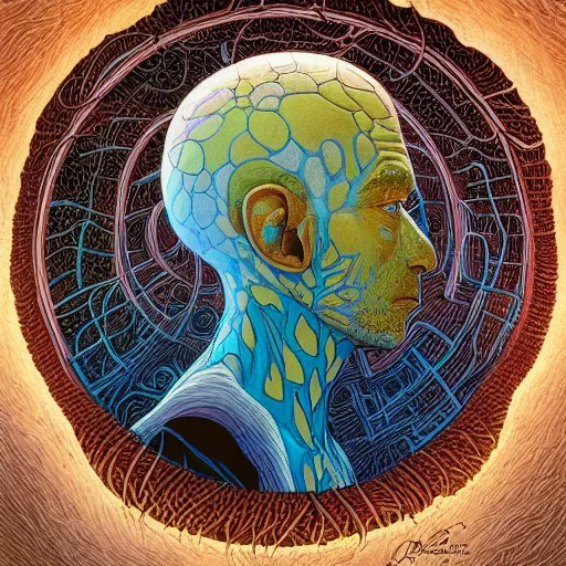 Image similar to fungus labyrinth mohawk projector portrait by gaston bussierre and charles vess and james jean and erik jones and rhads, inspired by rick and morty, epic, funny, huge scale, beautiful fine face features, intricate high details, sharp, ultradetailed