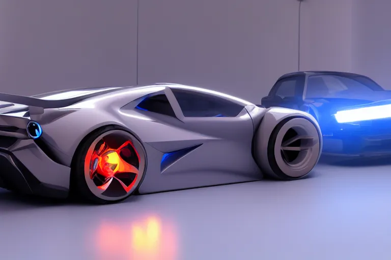 Image similar to cyberpunk ford concept inspired sports car, futuristic look, highly detailed body, very expensive, photorealistic camera shot, bright studio setting, studio lighting, crisp quality and light reflections, unreal engine 5 quality render