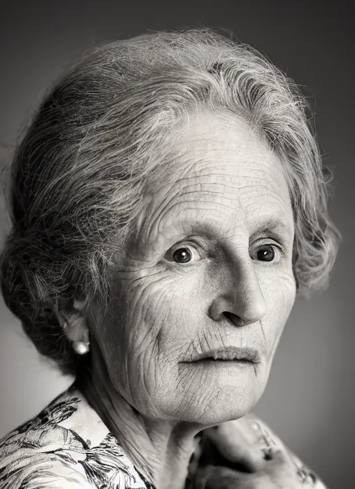 Prompt: closeup portrait of mrs brady, old lady, zeiss lens, detailed, symmetrical, centered, fashion photoshoot, by Annie Leibovitz and Steve McCurry, David Lazar, Jimmy Nelsson, Breathtaking, 8k resolution, extremely detailed, beautiful, establishing shot, artistic, hyperrealistic, beautiful face, octane render