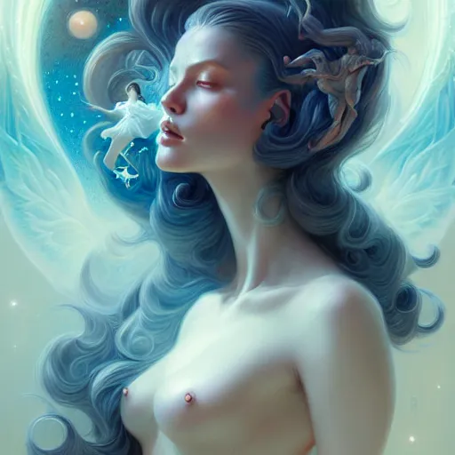 Prompt: collection of beautiful celestial females exposed in cryo chamers by James Jean, intricate, elegant, highly detailed, centered, digital painting, artstation, concept art, smooth, sharp focus, illustration, by Peter Mohrbacher, WLOP, Boris Vallejo