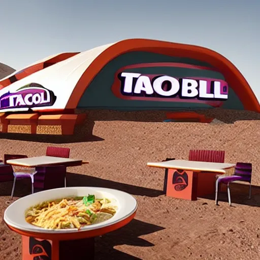 Image similar to taco bell restaurant on mars,