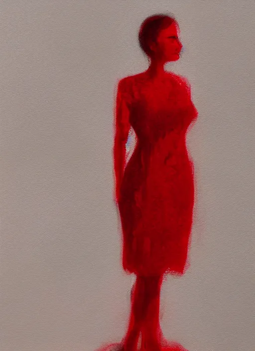 Prompt: lady in red, global illumination, octane, oil paint