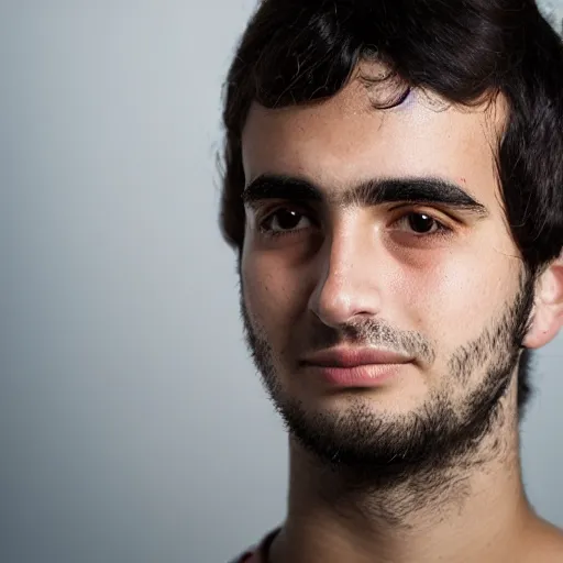 Prompt: young israeli man face portrait, photography