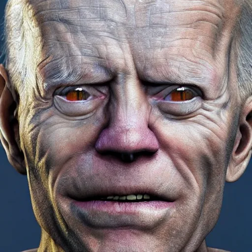Prompt: hyperrealistic mixed media high resolution painting of Joe Biden disguised as Gollum skulking in a dark cave, stunning 3d render inspired art by Jamie Salmon and István Sándorfi and Unreal Engine and Greg Rutkowski, perfect facial symmetry, realistic flesh, dim volumetric lighting, 8k octane beautifully detailed render, full body shot, post-processing, extremely hyper-detailed, intricate, epic composition, highly detailed attributes, highly detailed atmosphere, cinematic lighting, masterpiece, trending on artstation, very very detailed, masterpiece, stunning, flawless completion, lifelike texture, perfection,