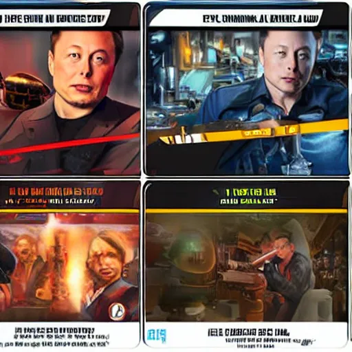 Image similar to elon musk, the trading card game