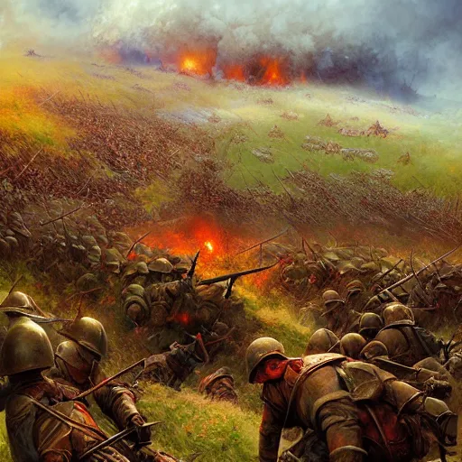 Prompt: the battle of Beaumont Hamel by Marc Simonetti