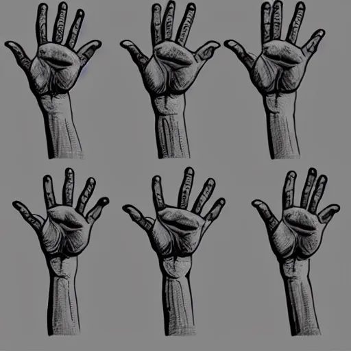 Prompt: a study on hands, in the style of brad kinkle,