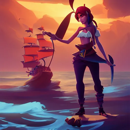 Image similar to jack the pirate mermaid on sea of thieves game avatar hero, behance hd by jesper ejsing, by rhads, makoto shinkai and lois van baarle, ilya kuvshinov, rossdraws global illumination