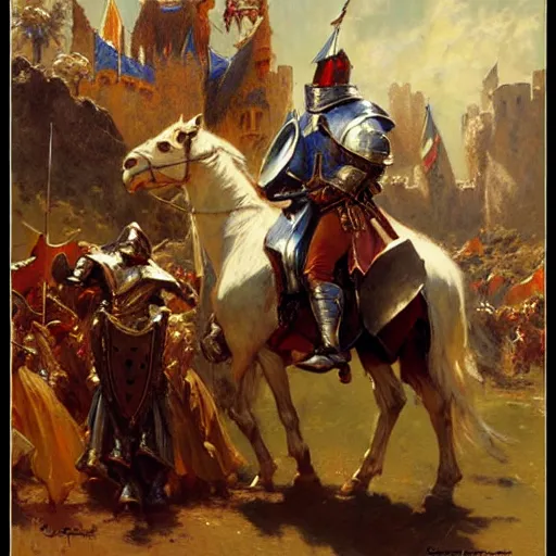 Image similar to attractive knights in camelot. highly detailed painting by gaston bussiere, craig mullins, j. c. leyendecker