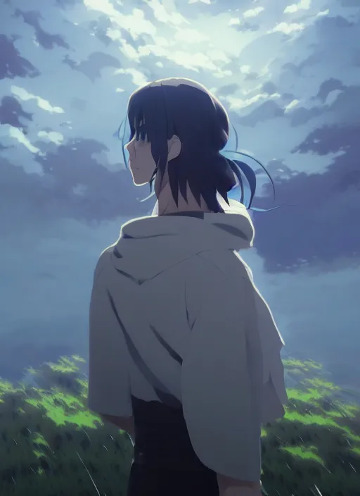 Image similar to portrait of undertaker wwe, cloudy sky background lush landscape illustration concept art anime key visual trending pixiv fanbox by wlop and greg rutkowski and makoto shinkai and studio ghibli