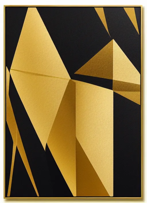 Image similar to symmetrical, award - winning painting, abstract, gold and silver shapes, rectangles, geometry, elegant, luxurious, beautiful, pitch black background