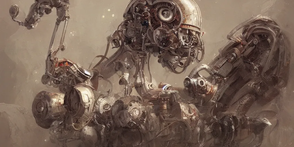 Image similar to a beautiful painting of a robot by adonna khare, trending on artstation