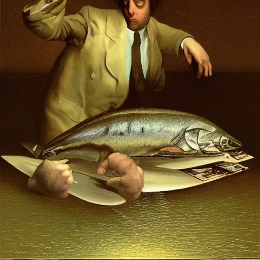 Image similar to sardine in the world of adam wyeth, extremely detailed masterpiece, illustration, by michael sowa,