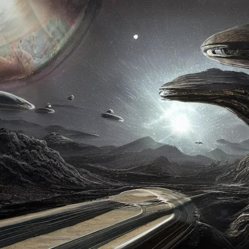 Image similar to an amazing scenic view from an alien world, photo. Hyperrealism