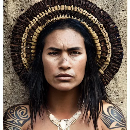 a portrait of a maori woman with bottom lip tattoos | Stable Diffusion