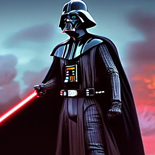 Prompt: Darth Vader duels Mace Windu Lucasfilm concept art, matte painting, cinematic movie still, ultra UHD, 4K realistic.