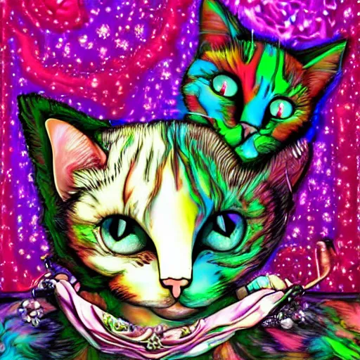 Prompt: cat wedding deviantart psychedelic melting