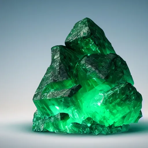 Prompt: Emerald crystals natural gemstone, optical caustic lighting, 8k, rendred in redshift, by Greg rutkowski, trading on artstation