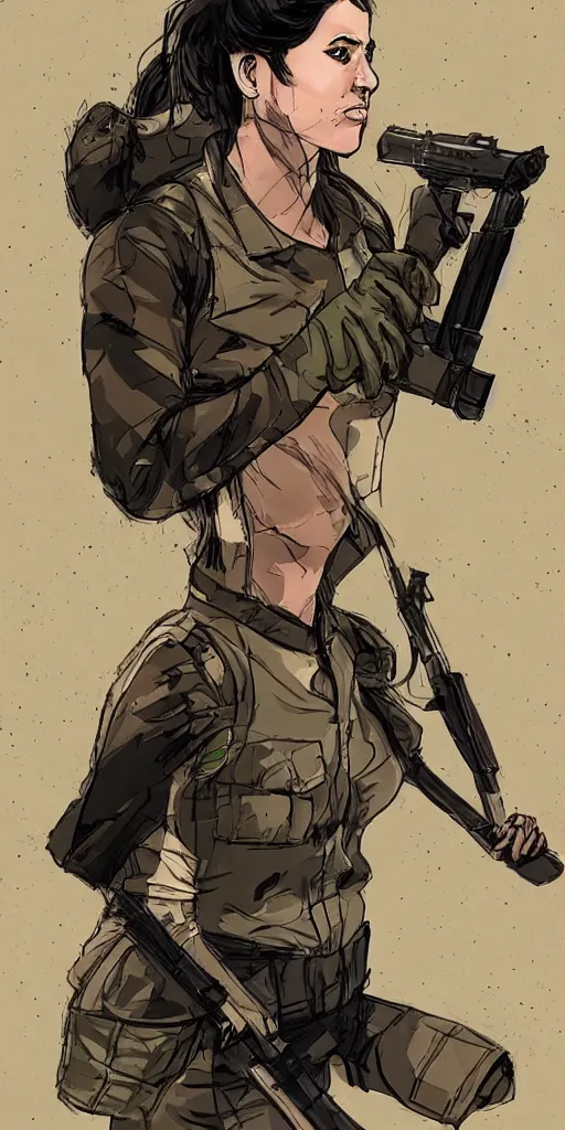 Image similar to a female peshmerga turning into a wolf, by Rafael Albuquerque, trending on Artstation