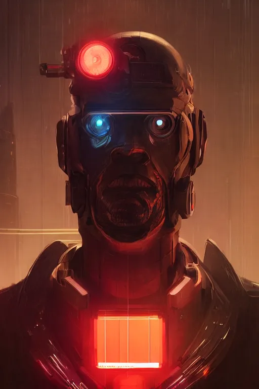 Prompt: cyberpunk man with face tech, dim ambient lighting, dark shadows, highly detailed, 8k, rim lighting, digital painting, artstation ,octane render, lazers, fog, concept art, sharp focus, illustration, art by artgerm and greg rutkowski