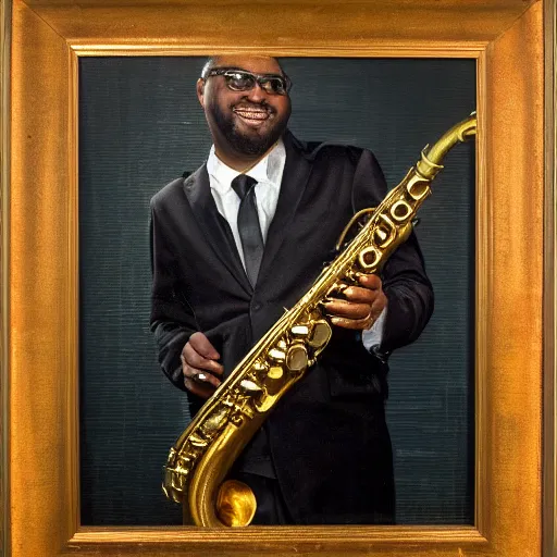 Prompt: portrait of leroi moore saxophone player