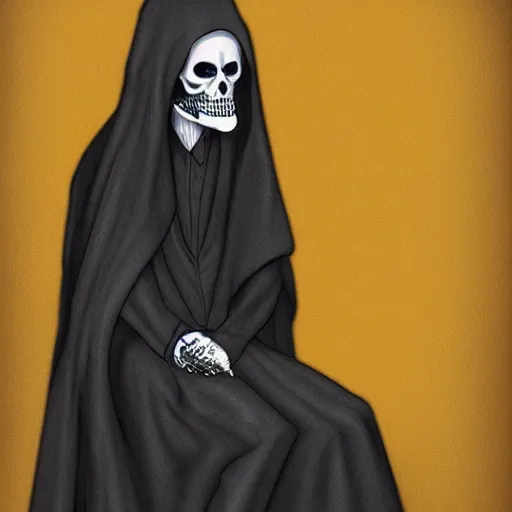 Image similar to grim reaper sitting on a clock, profile pic