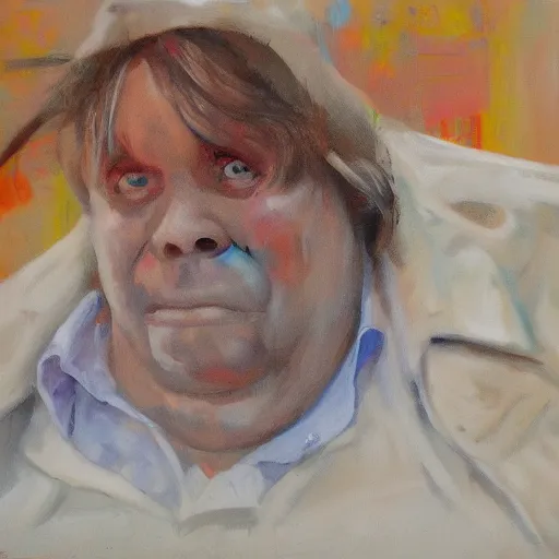 Image similar to portrait of john candy crying in the metaverse, fire and pain, oil on canvas by william sydney mount, trending on artstation