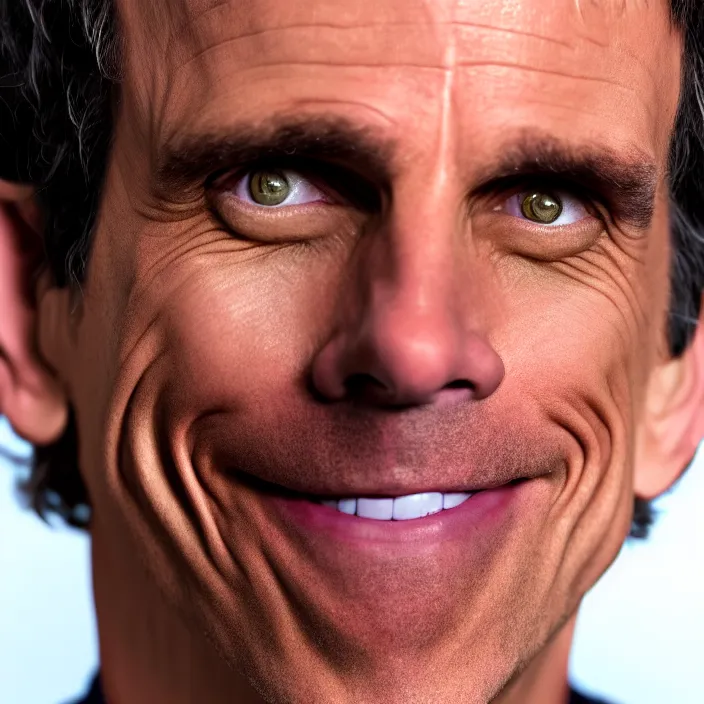 Prompt: portrait of ben stiller, smiling towards the camera. detailed, 4 k, morning hour.