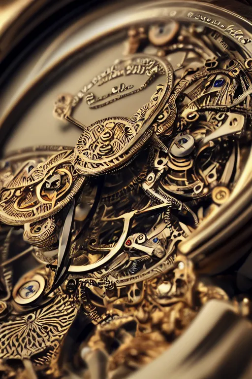 Image similar to a macro photo of a mechanical watch, close - up, intricate details, intricately detailed engravings, intricate textures, warm lighting, vivid colors, realistic octane render, hyper realistic render, volumetric shading, depth of field, raytracing, 8 k,