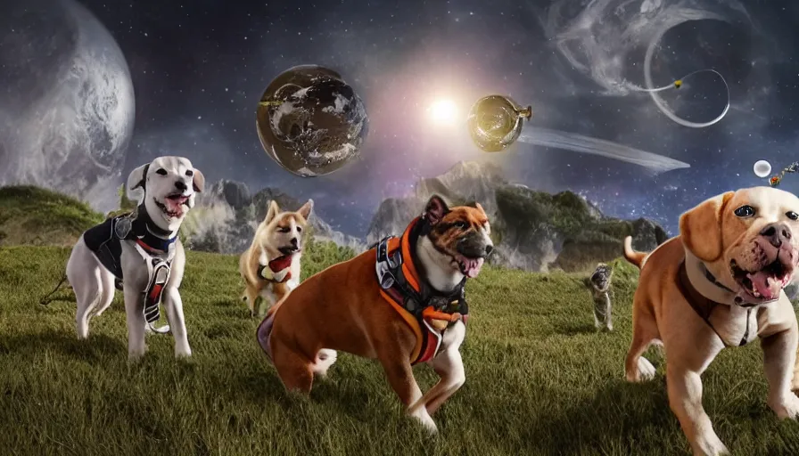 Prompt: Cyborg dogs Conquering planet earth, 4k photography award winning,