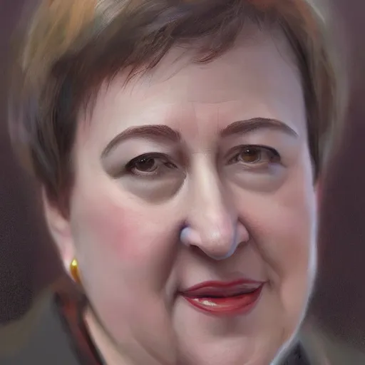 Prompt: close - up shot of supreme court justice elena kagan going for a walk in the woods, digital art by ruan jia and mandy jurgens and artgerm, realistic face, highly detailed, trending on artstation, award winning