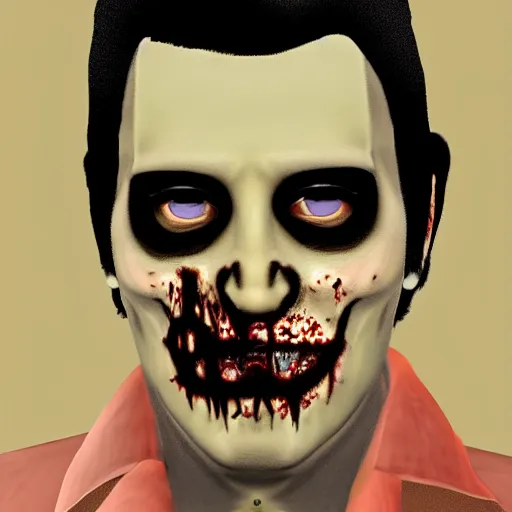 Image similar to UHD photorealistic Zombie Elvis in the style of tonalism