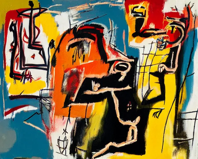 Prompt: painting of two people hugging by graham sutherland, basquiat, neo - expressionism, muted colors!!!