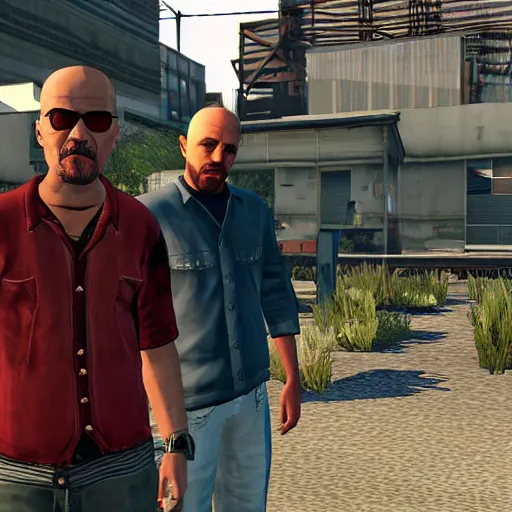 Prompt: walter white & jesse pinkman in grand theft auto v