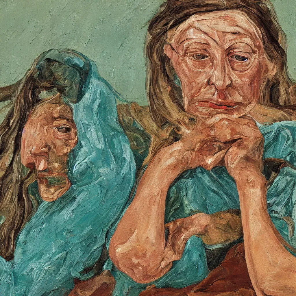 Image similar to high quality high detail painting by lucian freud, jenny savile, turquoise, hd