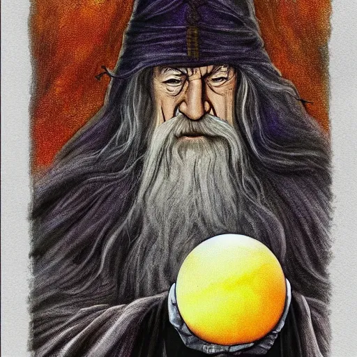 Image similar to Gandalf pondering his orb by Magalie Villeneuve, Clear face, Colourful