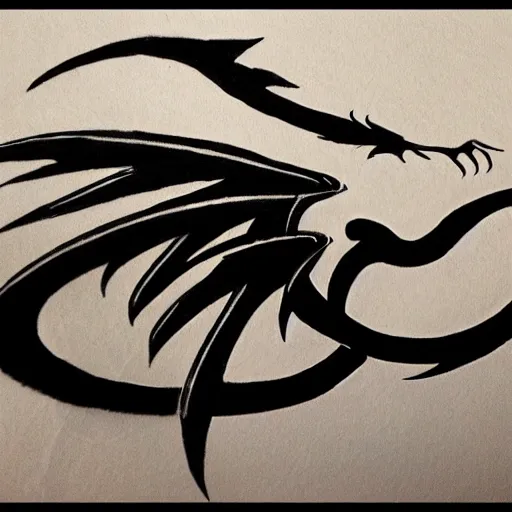 Prompt: dragon tattoo art on white paper