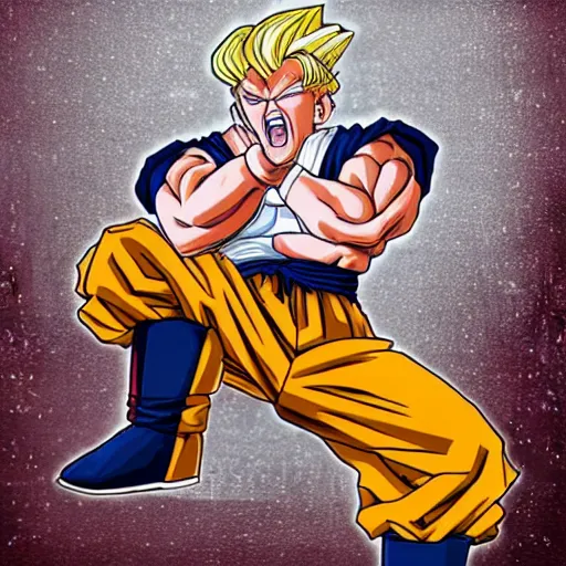 Image similar to Donald Trump in the style of Dragon Ball Z