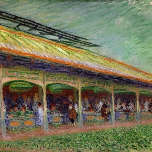 Image similar to a hawker centre by claude monet