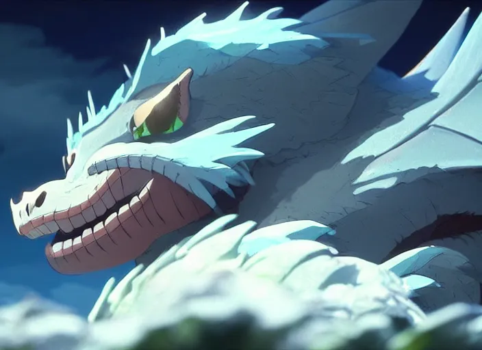 Prompt: a wholesome animation key shot of a dragon sleeping, close up, studio ghibli, pixar and disney animation, sharp, rendered in unreal engine 5, clear sky, anime key art by greg rutkowski, bloom, dramatic lighting