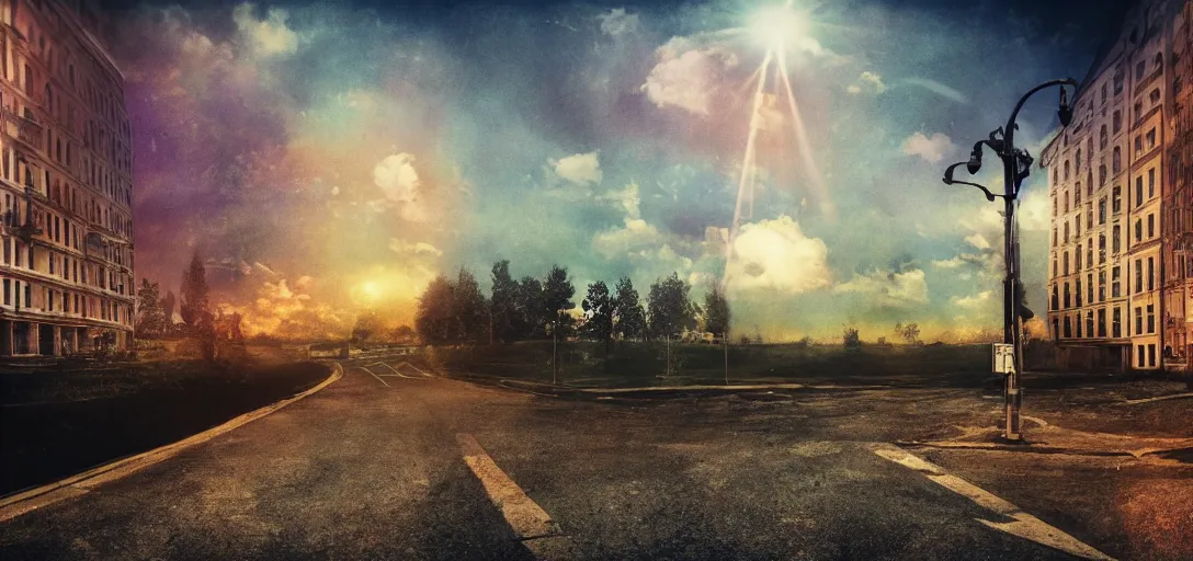 Prompt: imagine there's no heaven. it's easy if you try. please, dream of a perfect world because i can't, i'm too tired and hurt to do it my self. hyper realistic, cinematic, warm light, gloomy mood, 4 k, film, in the style of michel gondry's videoclip